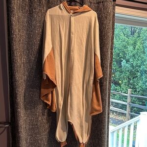 Cozy Tan and Cream Hooded Jumpsuit